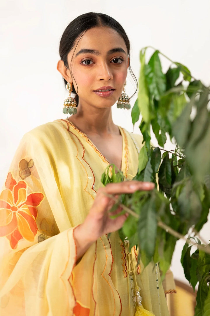 Zoya Mul Chanderi Anarkali Set