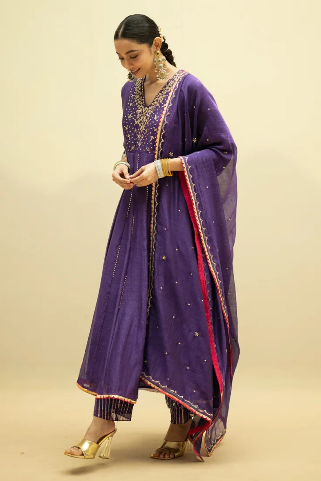 Taarini Mul Chanderi Anarkali Set