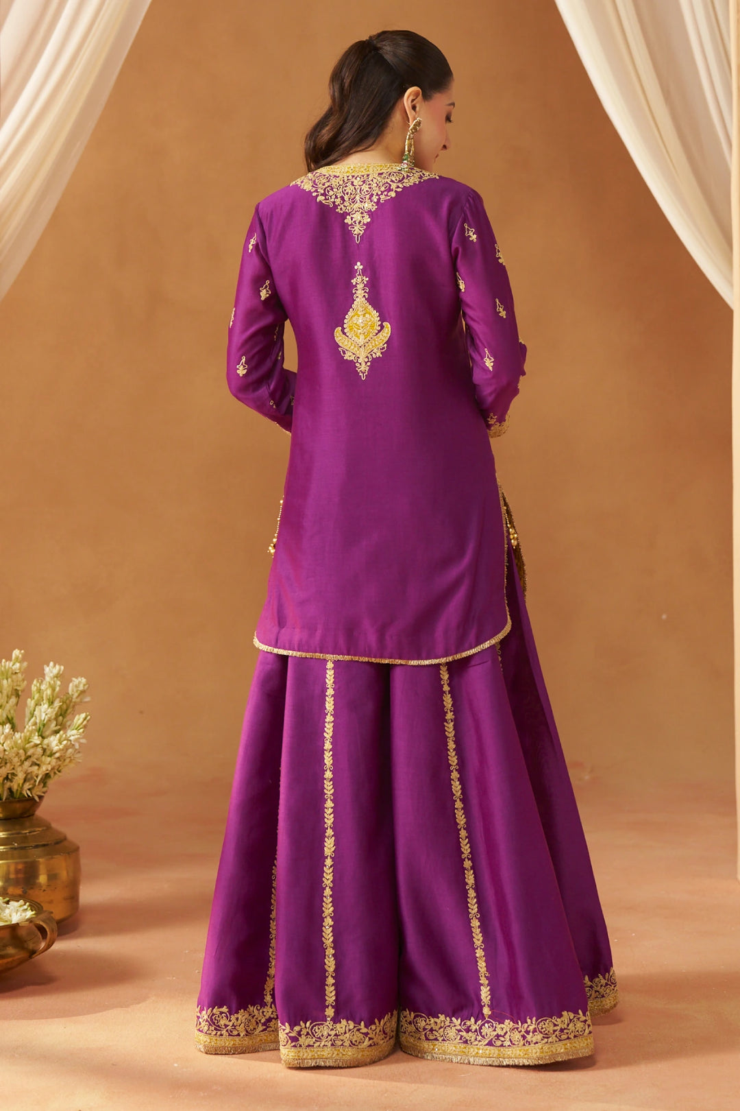 Fadiya Deep Purple Kurta with Sharara and Dupatta