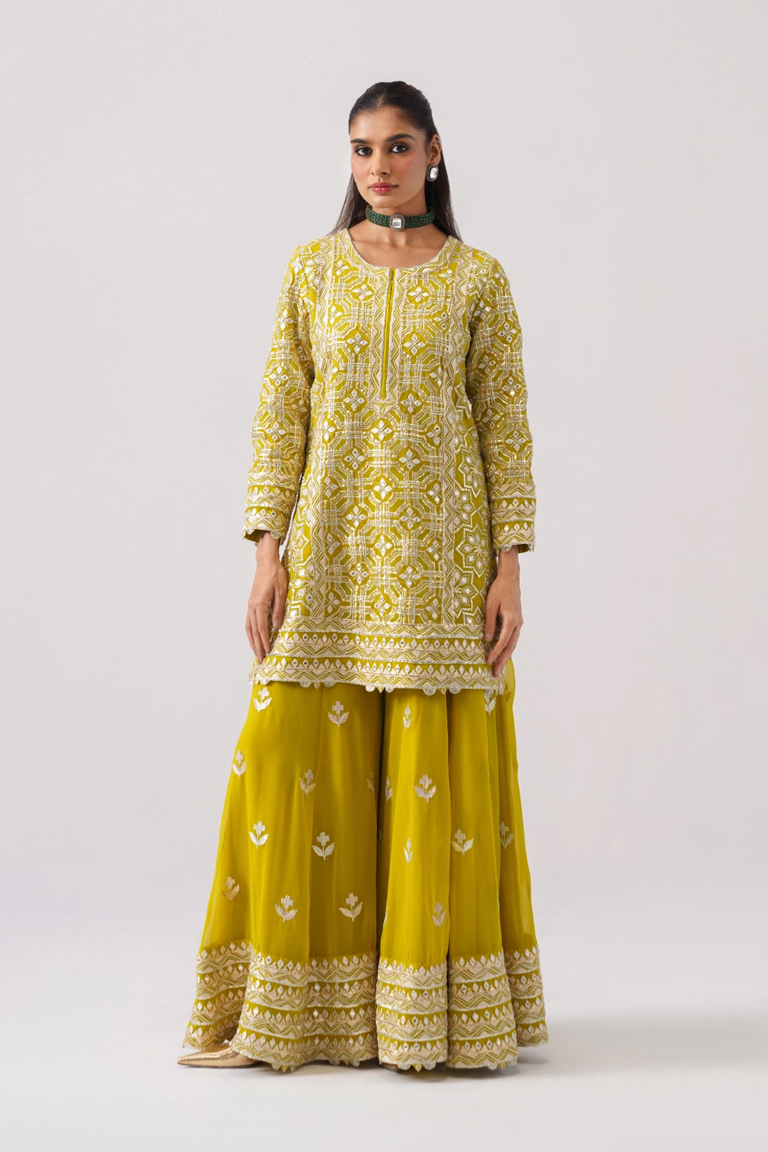 Mustard Yellow Sharara Set