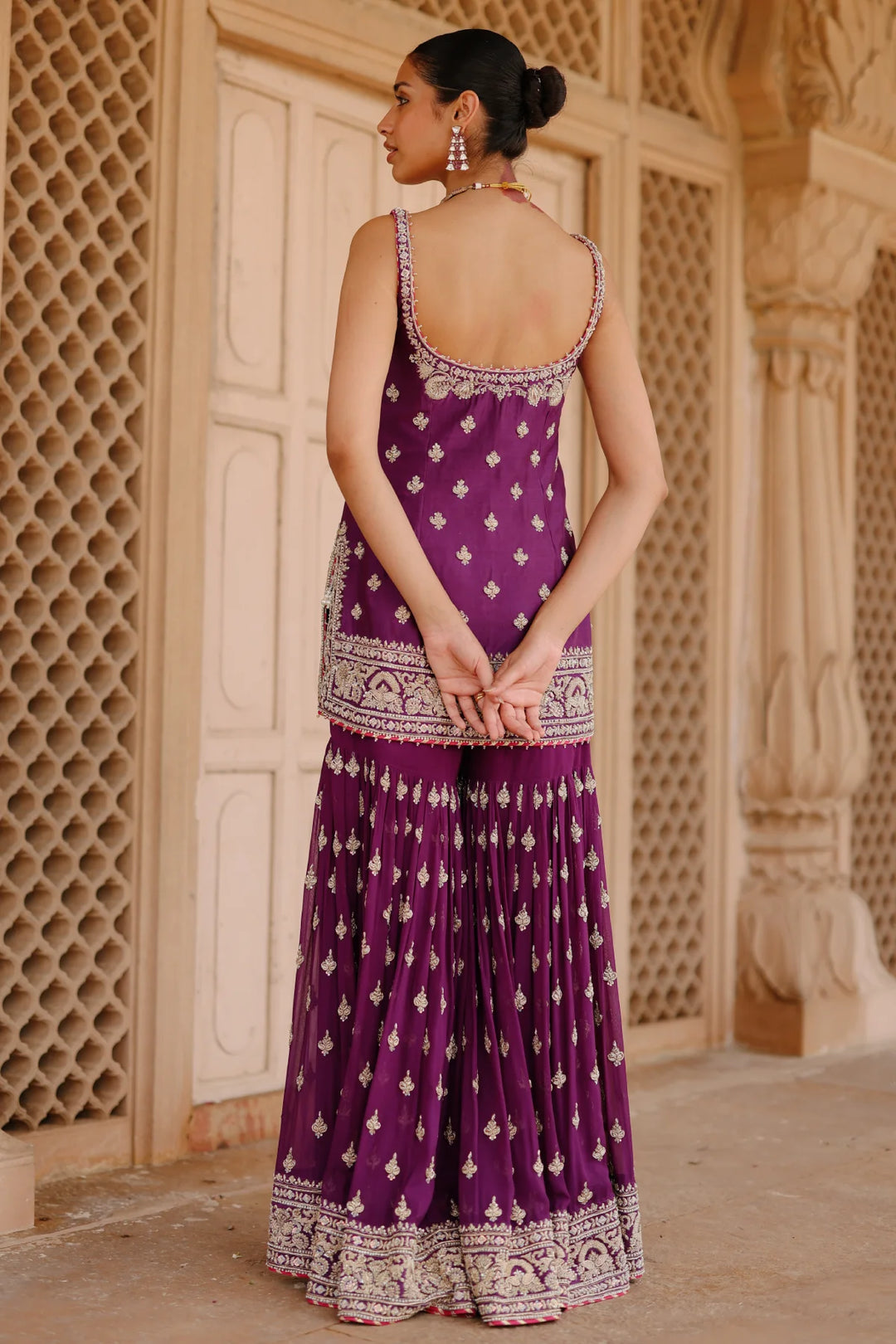 Shahbano - Deep Purple Kurta Set with Garara & Dupatta