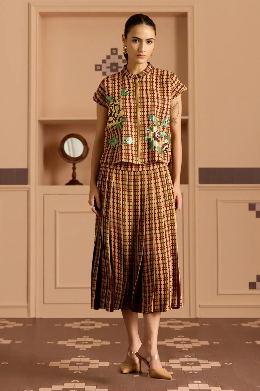 Burgandy Pleated Skirt