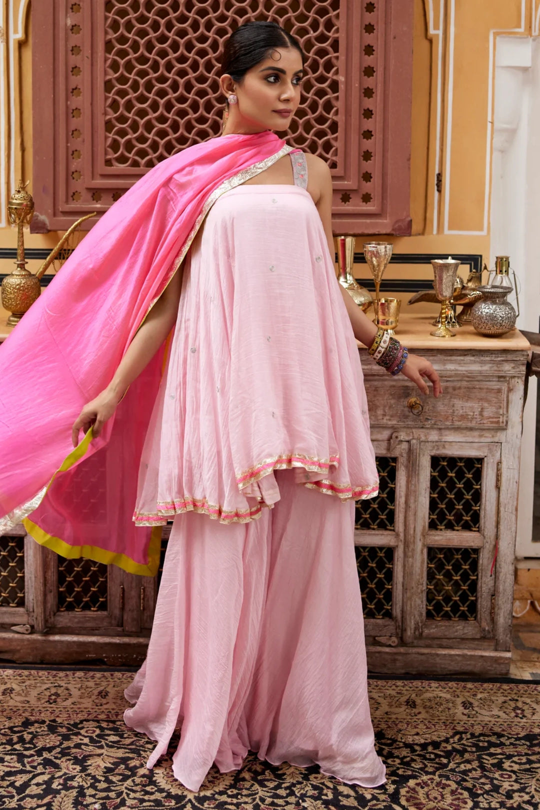 Baby pink Kurta Sharara