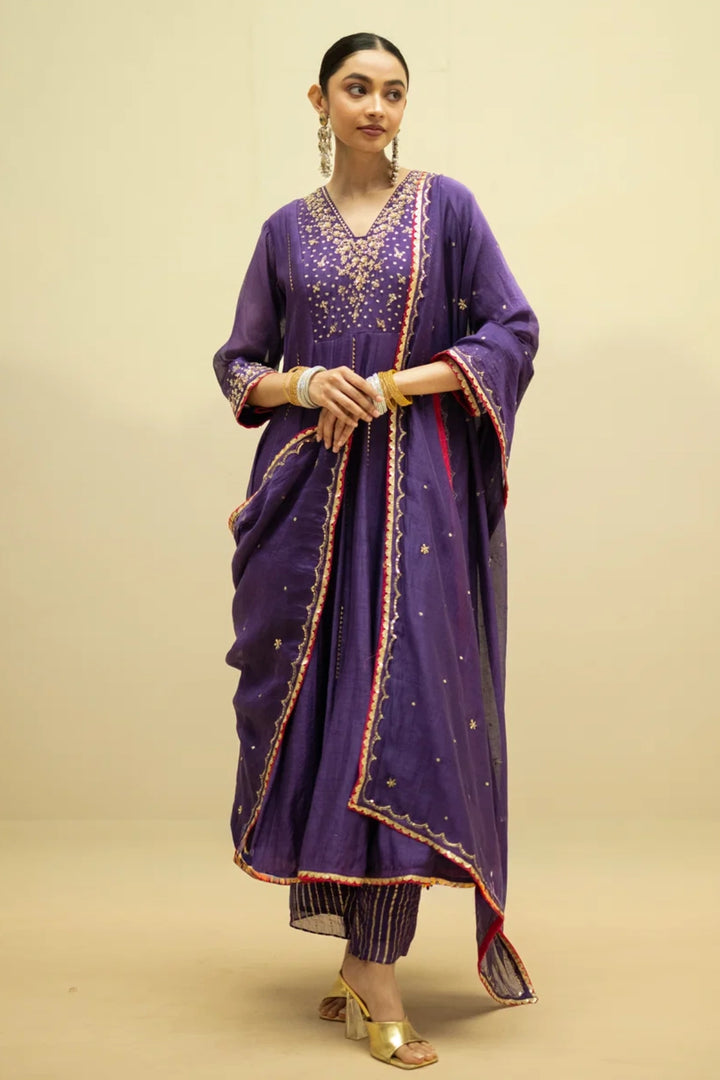 Taarini Mul Chanderi Anarkali Set