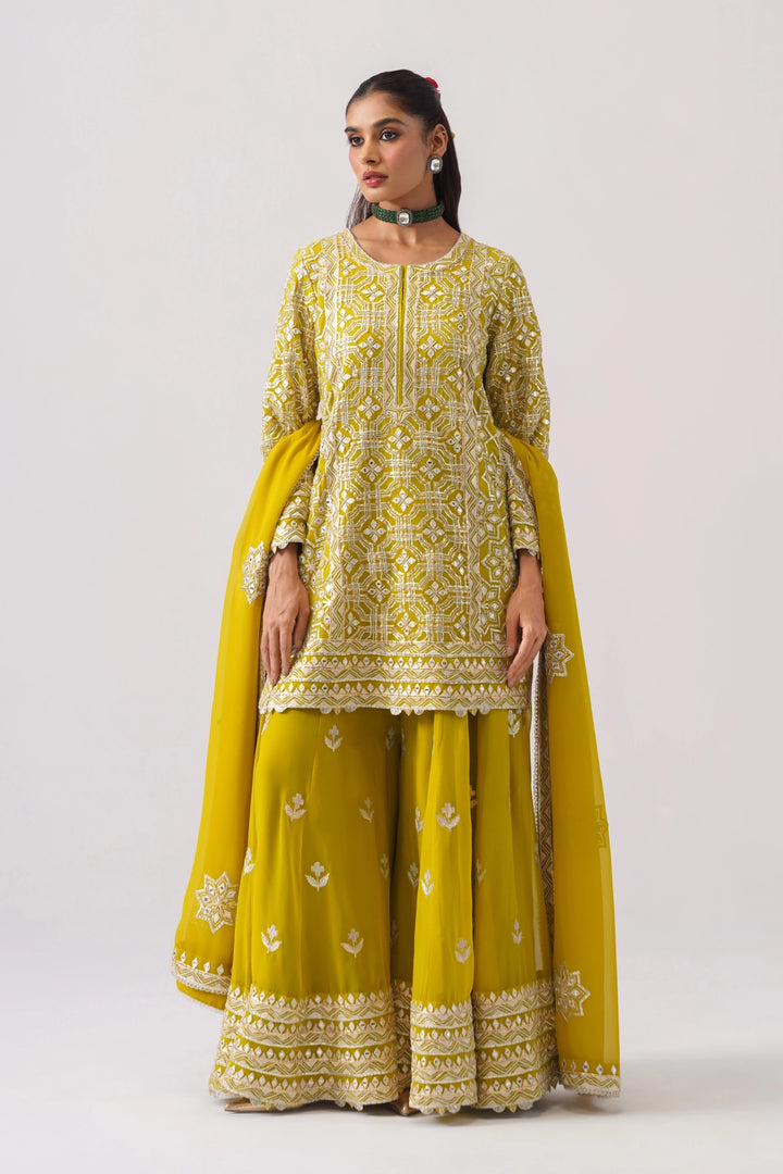 Mustard Yellow Sharara Set