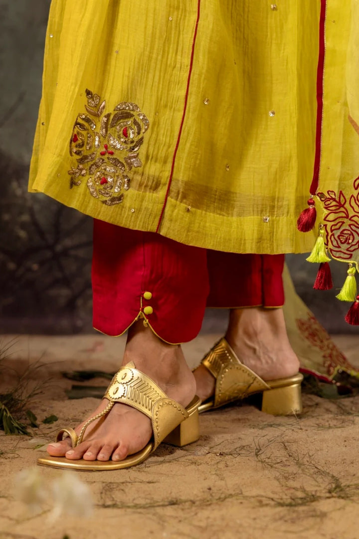 Neon Green 5 Boota Kurta Set