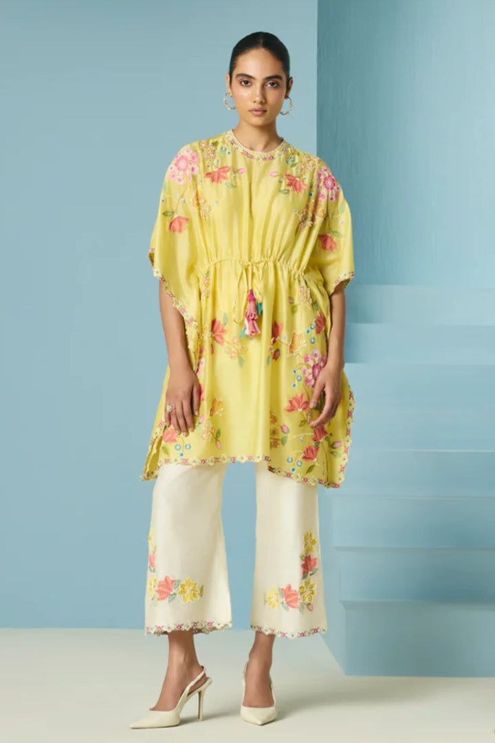 Butter Yellow Embroidered Kaftan