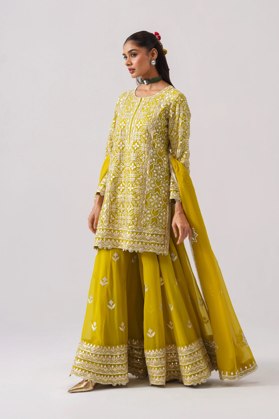 Mustard Yellow Sharara Set