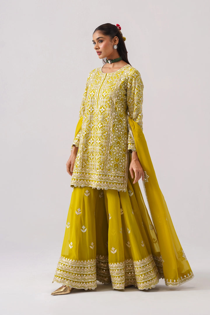 Mustard Yellow Sharara Set