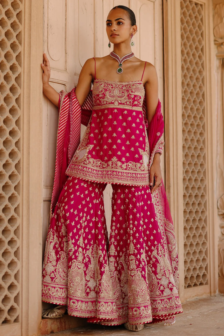 Nisbat - Hot Pink Kurta Set with Garara & Dupatta