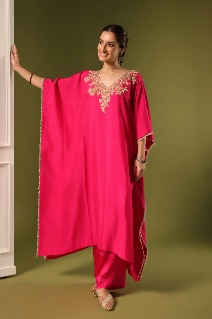 Orchid Full Kaftan Set Rani Pink