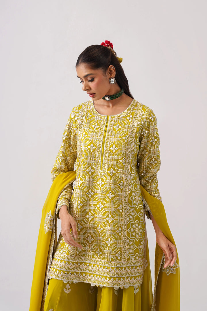 Mustard Yellow Sharara Set