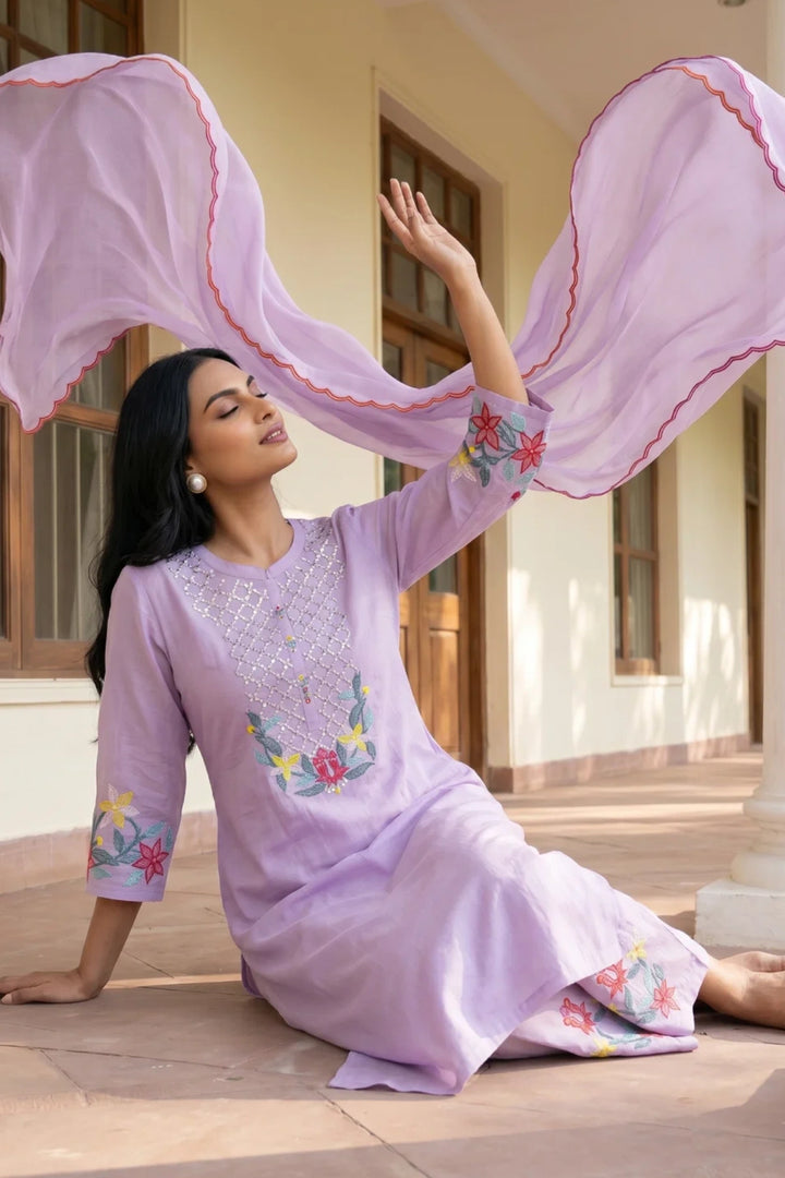 Firefly Mul Chanderi Kurta Set