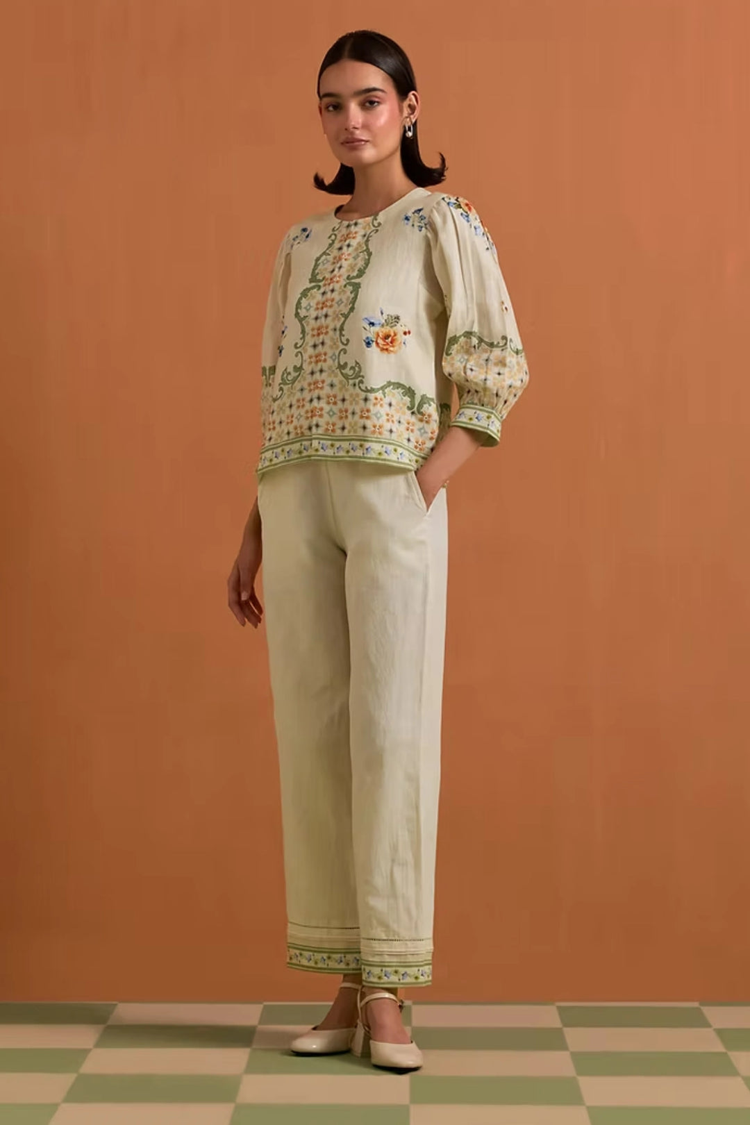 Verdant Top & Trouser set - Ivory