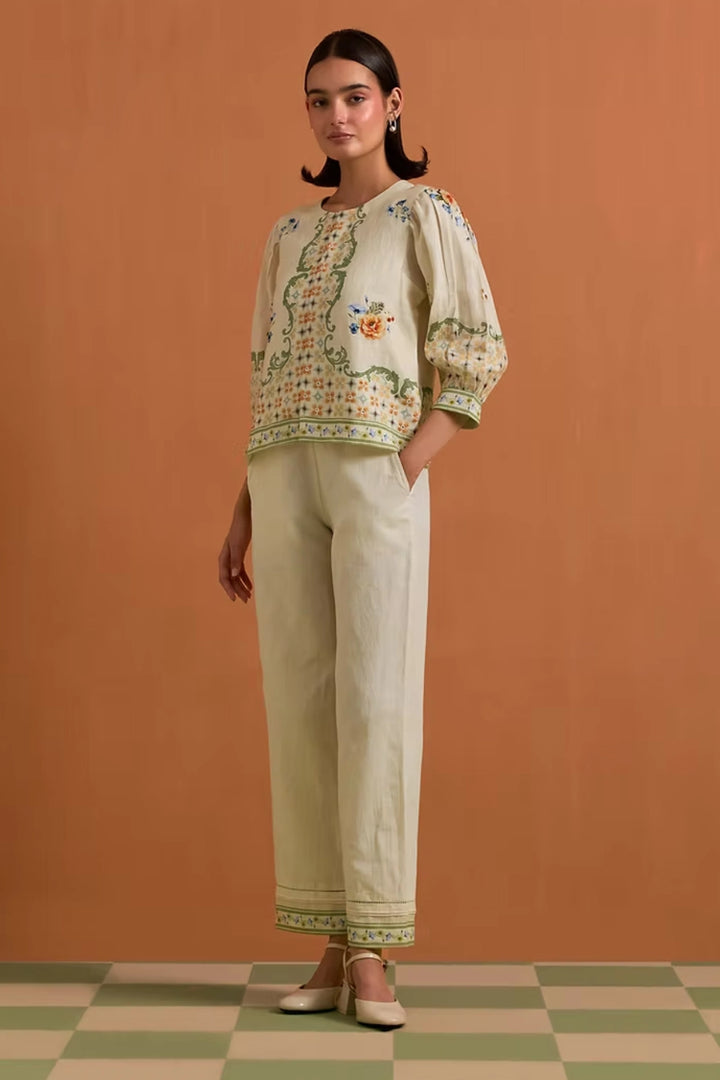 Verdant Top & Trouser set - Ivory