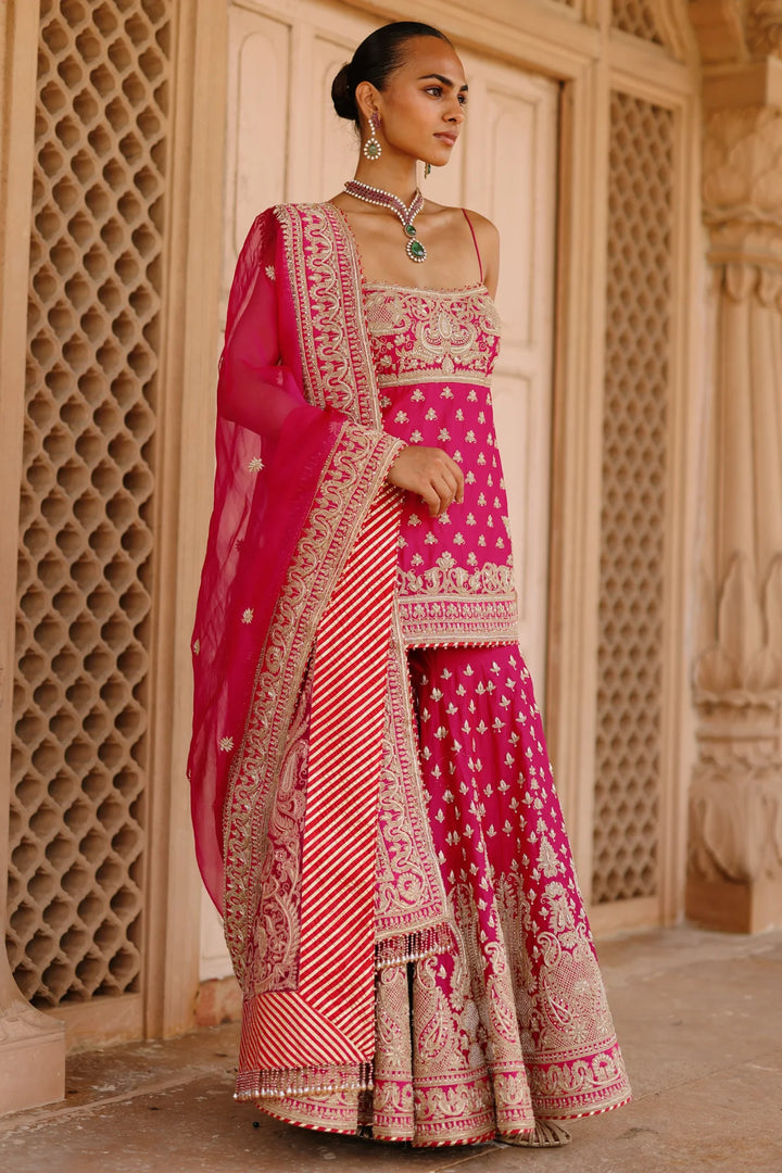Nisbat - Hot Pink Kurta Set with Garara & Dupatta