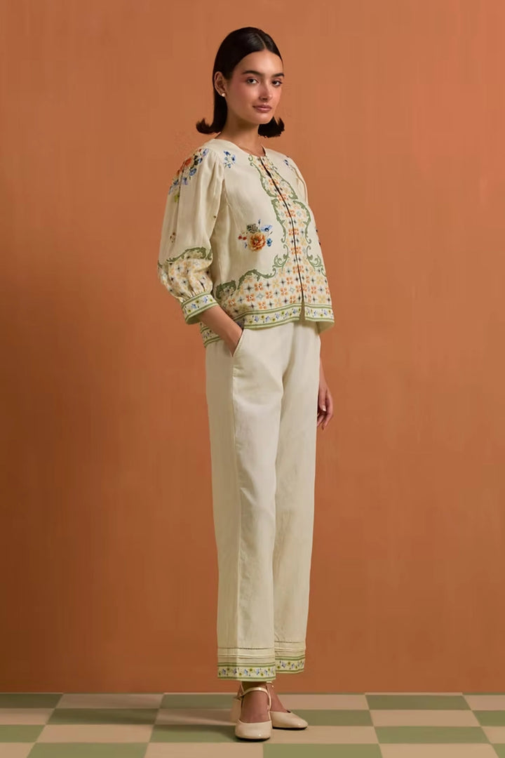Verdant Top & Trouser set - Ivory