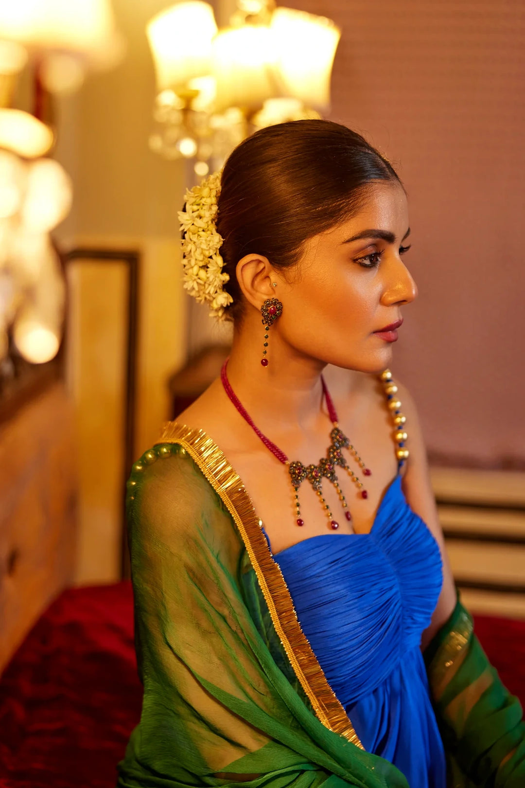 Royal Blue draped gown
