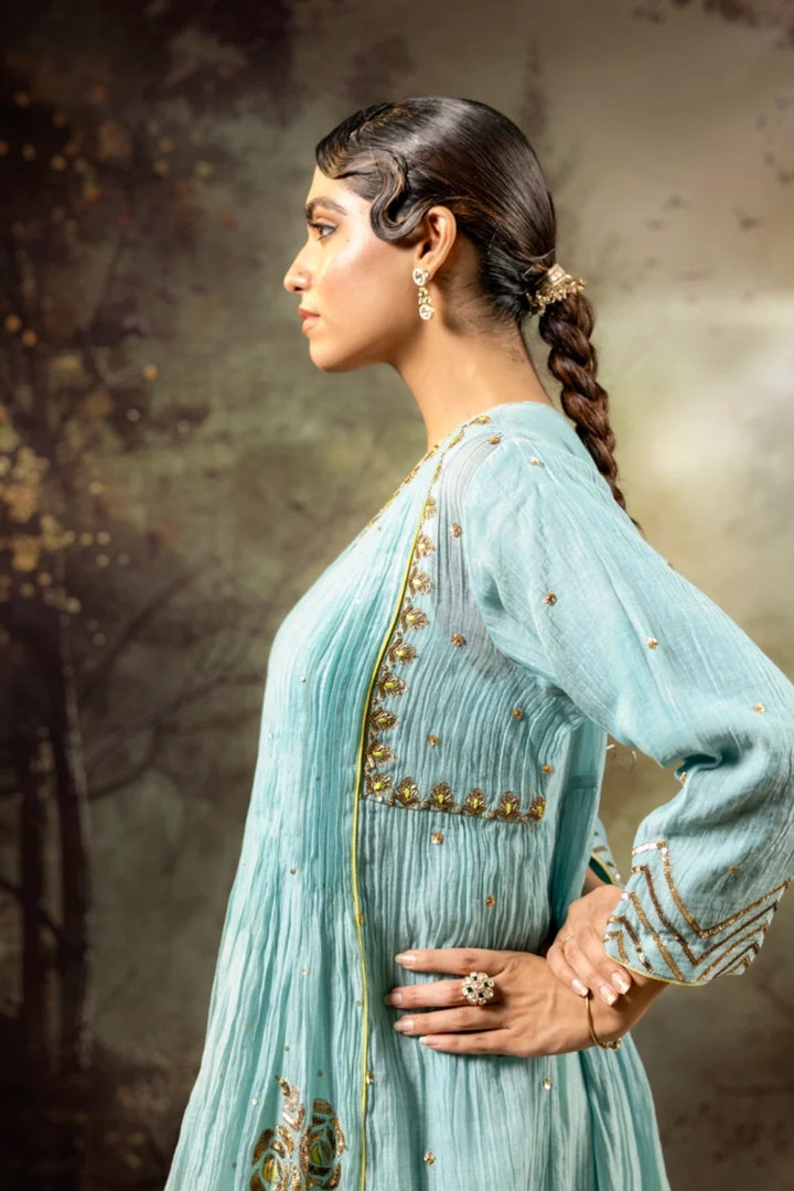 Ice Blue 5 Boota Kurta Set