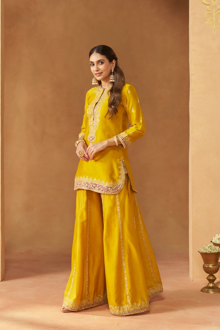 Fadiya Mustard Kurta with Sharara and Dupatta