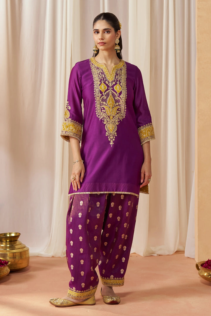 Adeela Deep Purple Kurta with Salwar and Dupatta