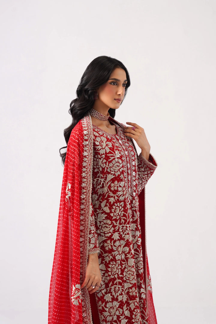 Red Long Kurta Set