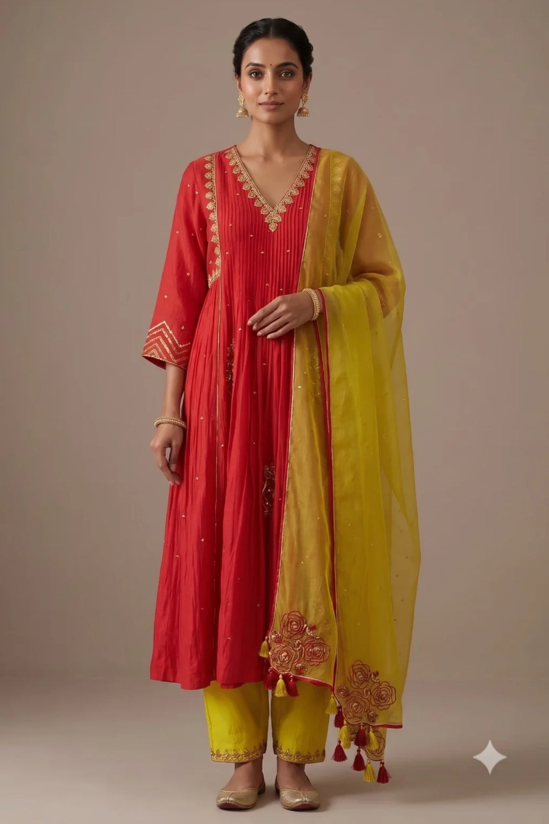 Electric Red 5 Boota Kurta Set