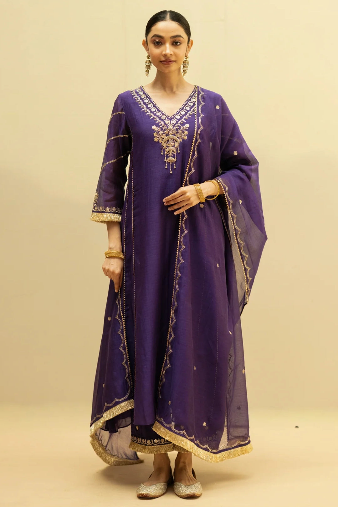 Chaandbali Mul Chanderi Aline Kurta Set
