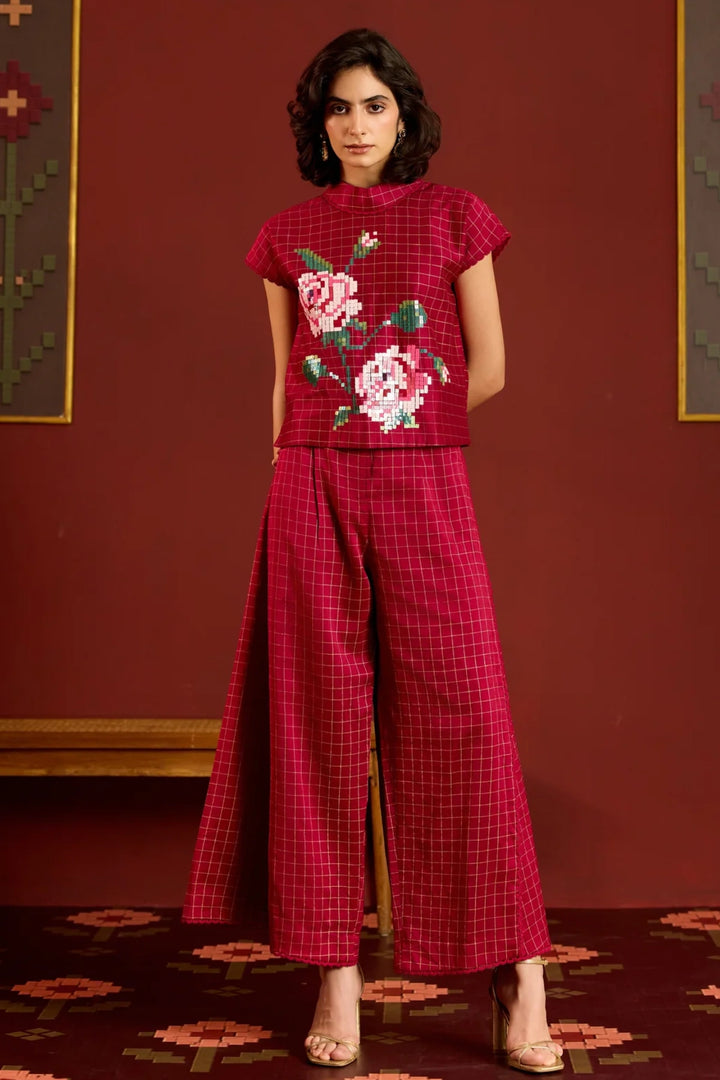 Maroon Crop Top + Sharara