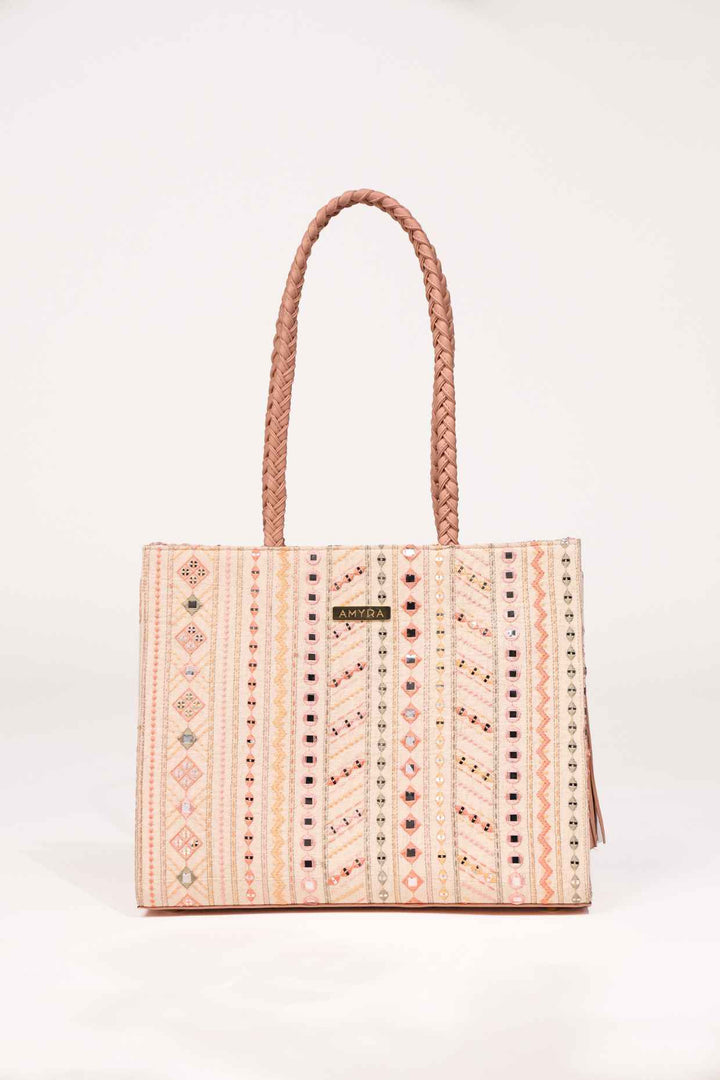 nova mirror embroidered box tote bag