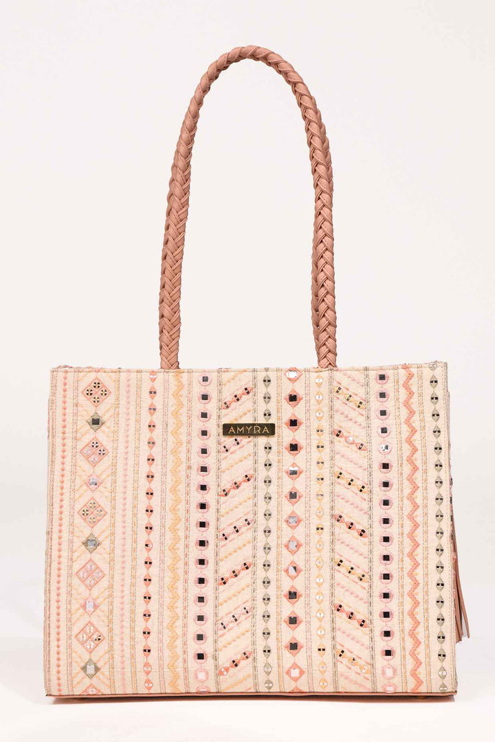 nova mirror embroidered box tote bag