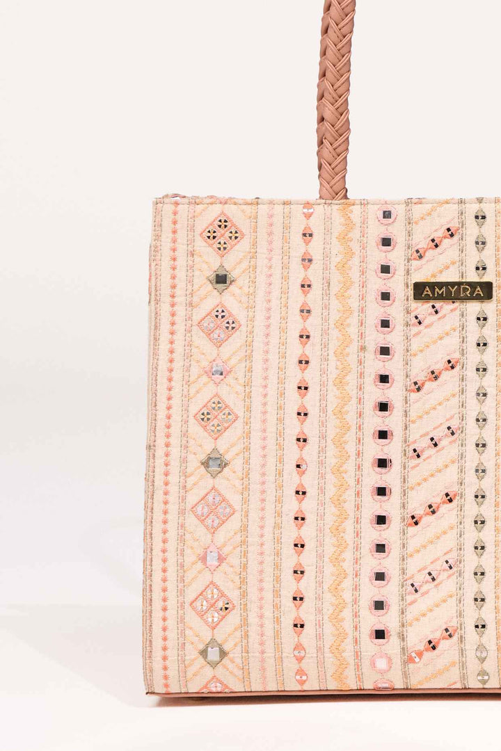 nova mirror embroidered box tote bag