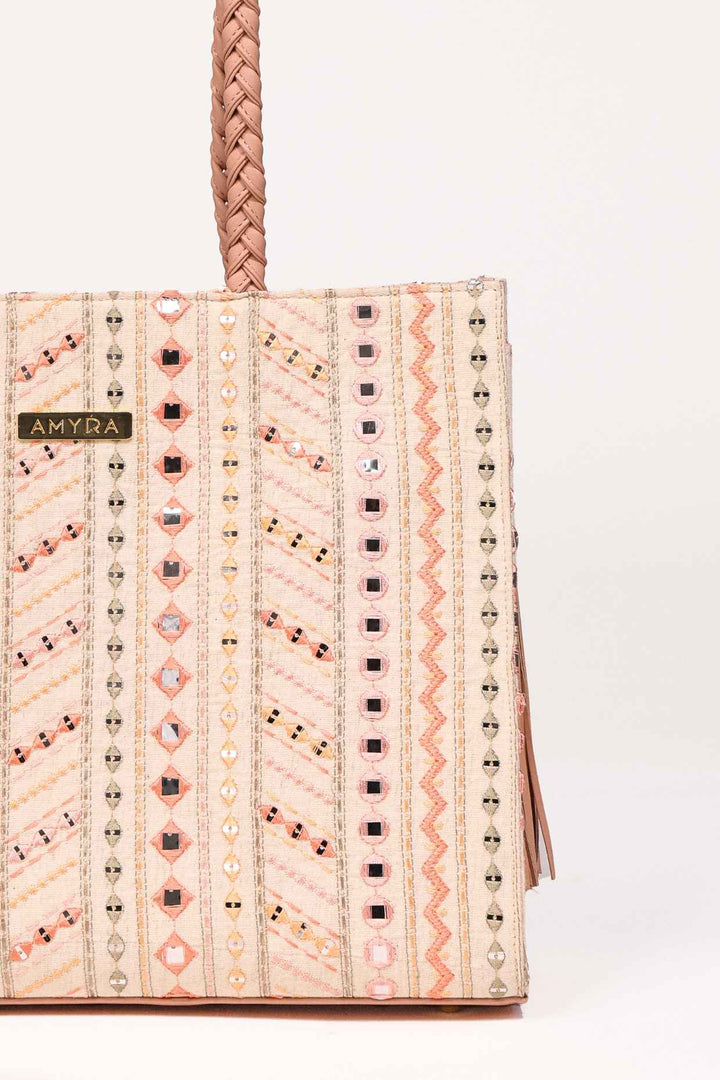nova mirror embroidered box tote bag