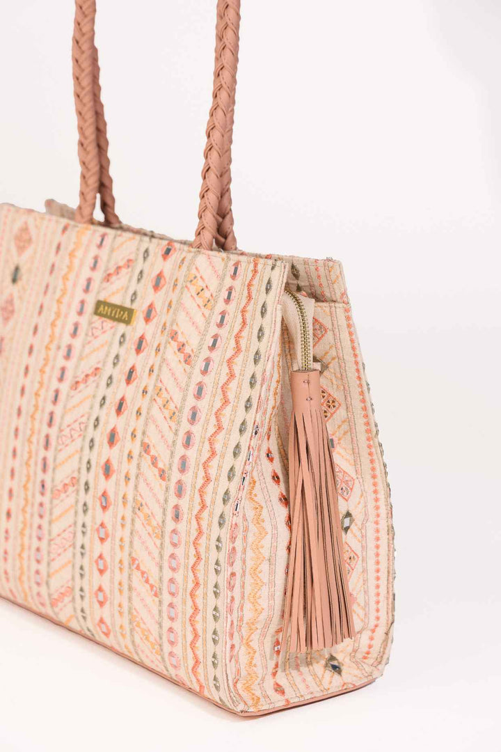 nova mirror embroidered box tote bag