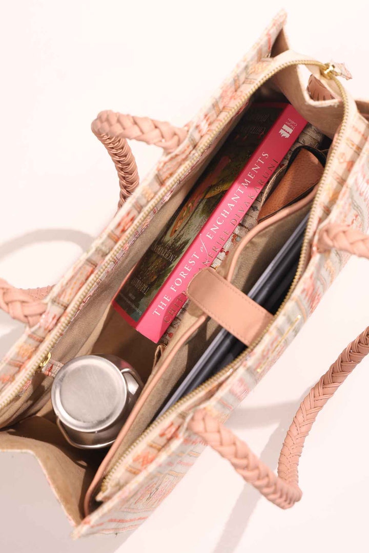 nova mirror embroidered box tote bag