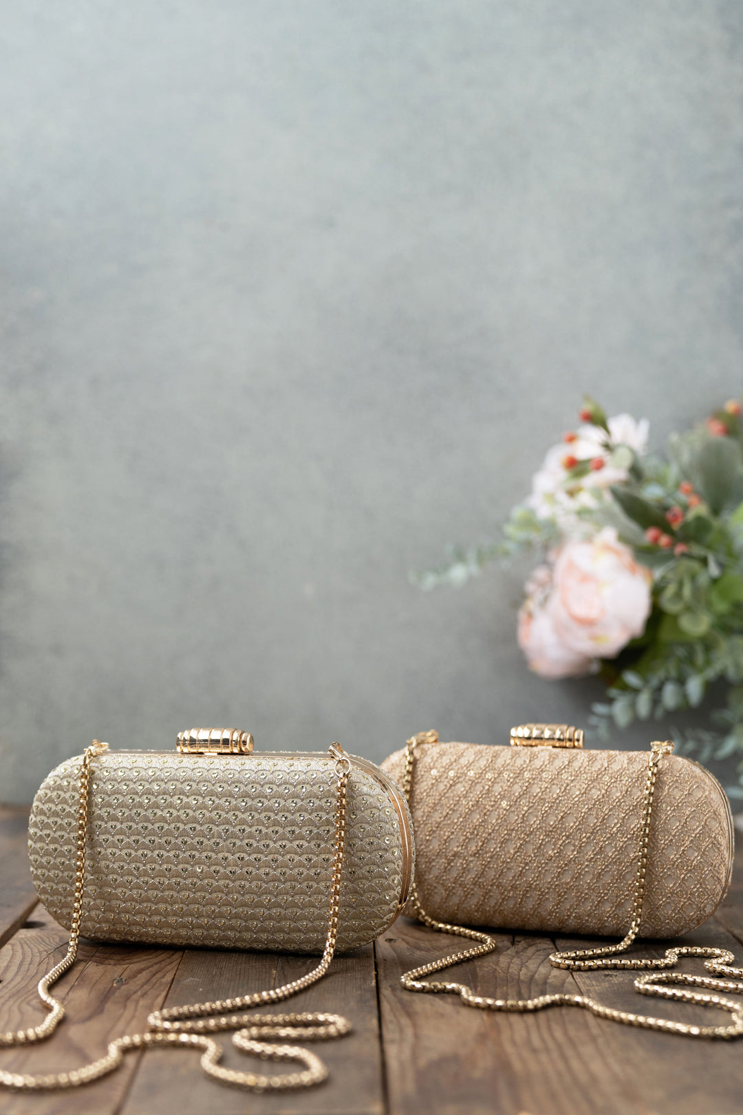 Champagne Light Gold Capsule Clutch