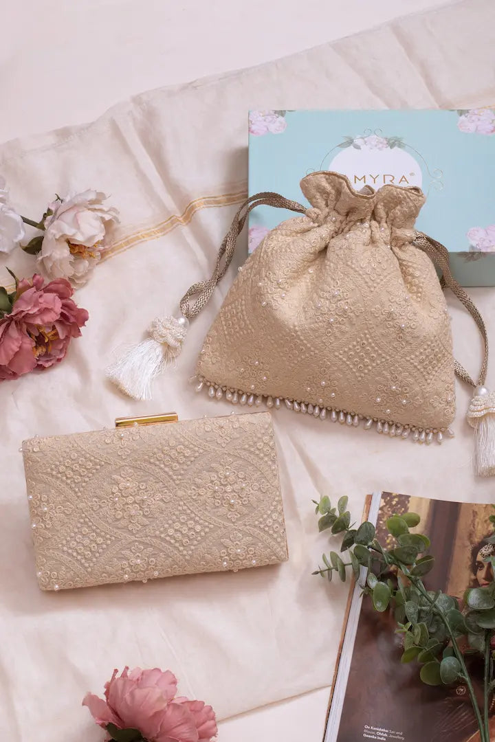 Oyster Beige Pearl Clutch