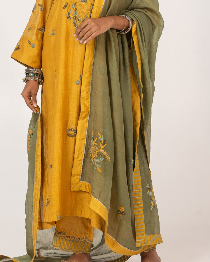 olive green chanderi mull dupatta