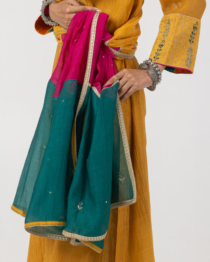 multicolor embroidered chanderi mull dupatta