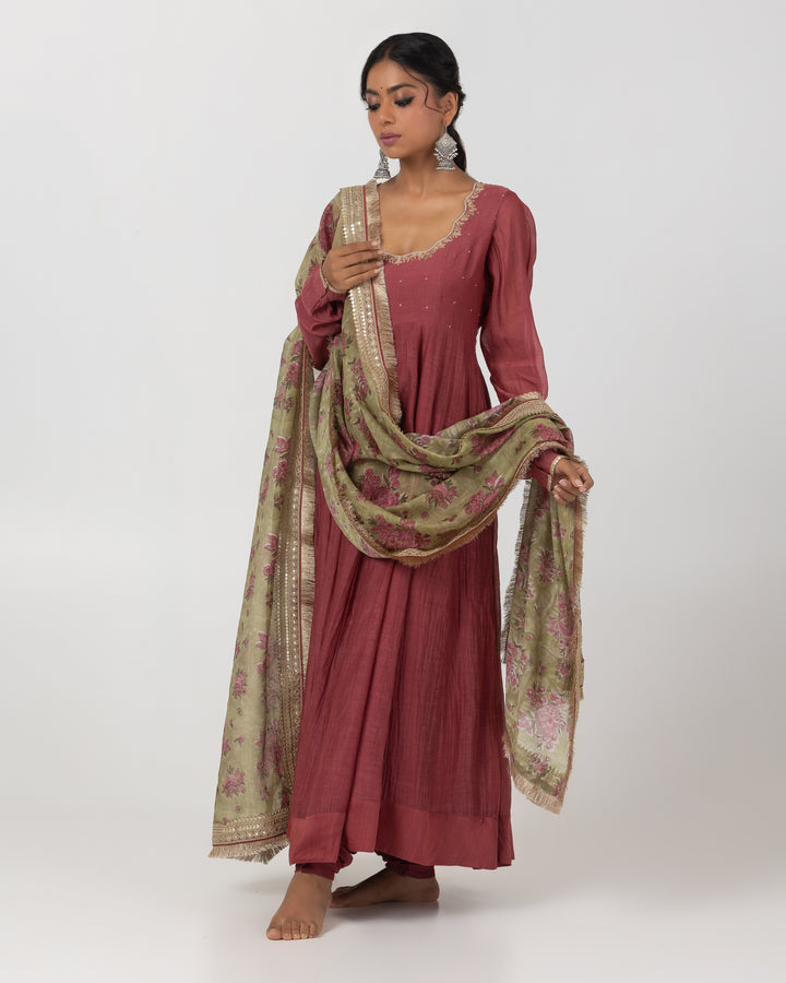 block printed chanderi mull dupatta