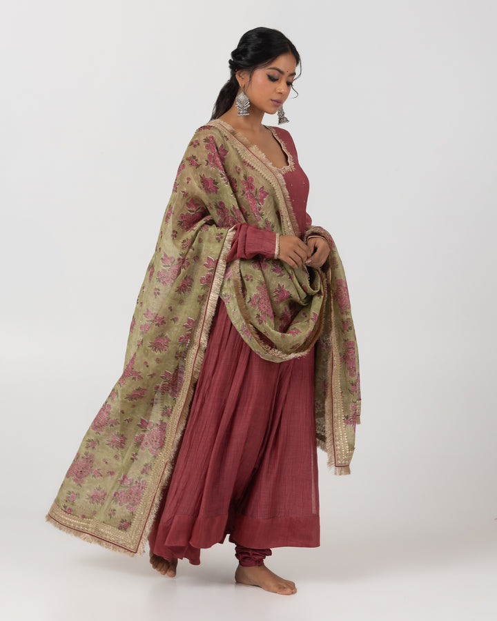 block printed chanderi mull dupatta