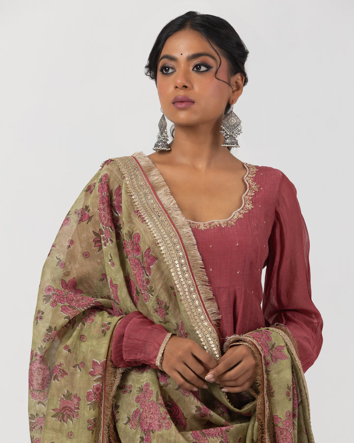 block printed chanderi mull dupatta