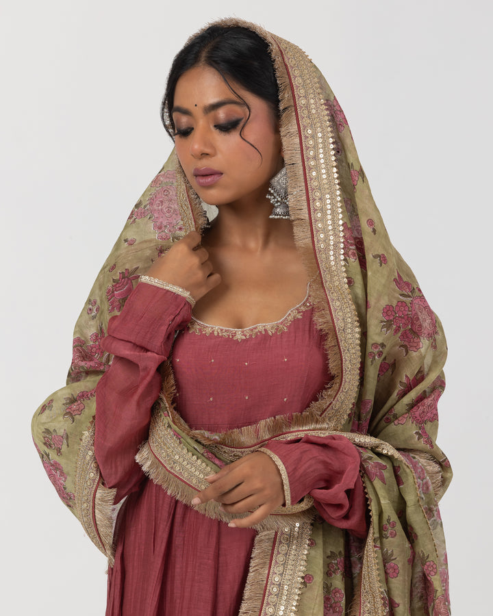block printed chanderi mull dupatta