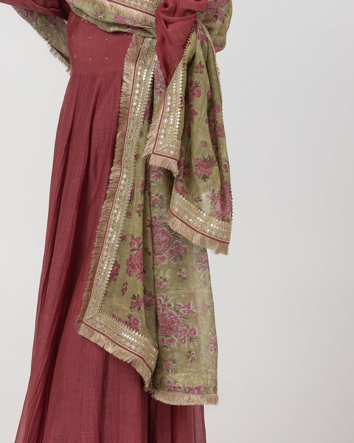 block printed chanderi mull dupatta