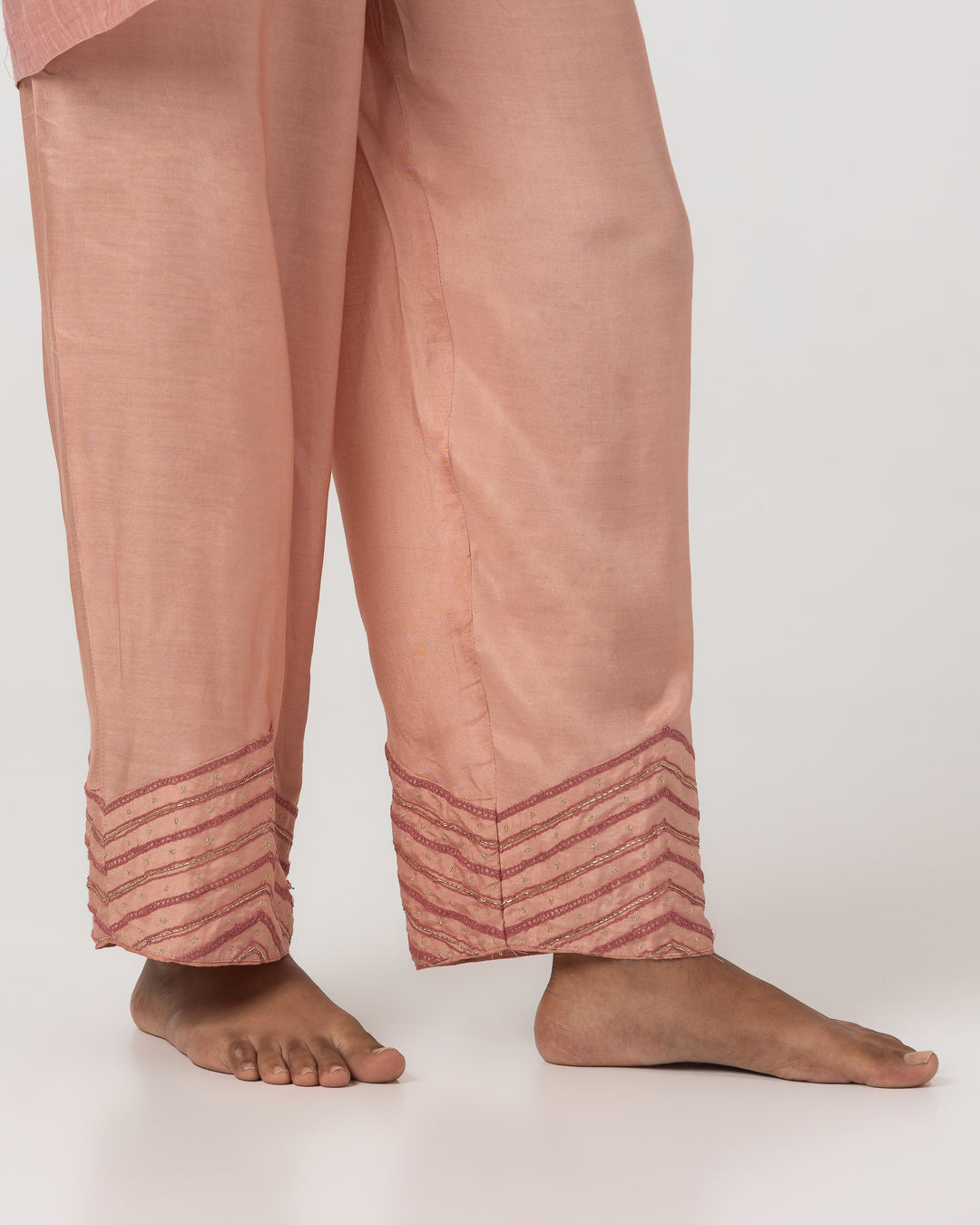 blush pink chanderi mull embroidered kurta with cotton silk bottom and chanderi zari dupatta