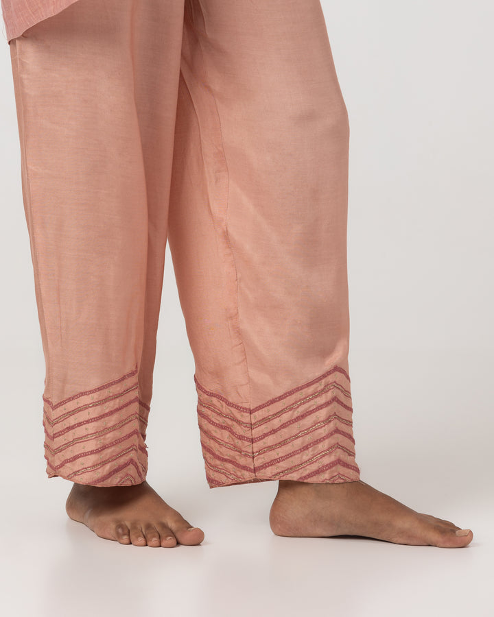 blush pink chanderi mull embroidered kurta with cotton silk bottom and chanderi zari dupatta