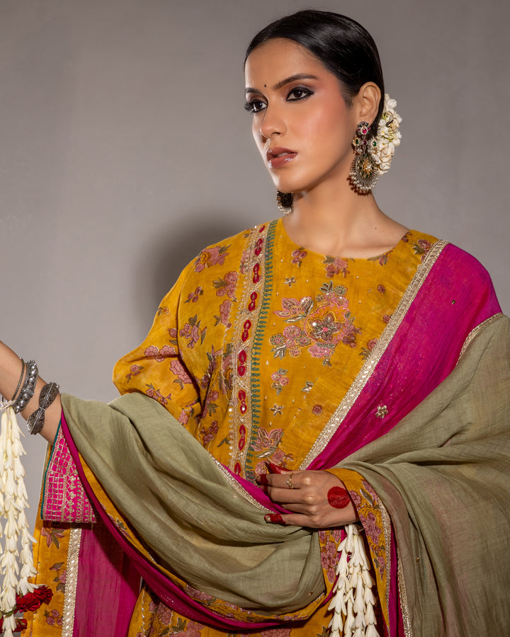 olive green chanderi mull dupatta
