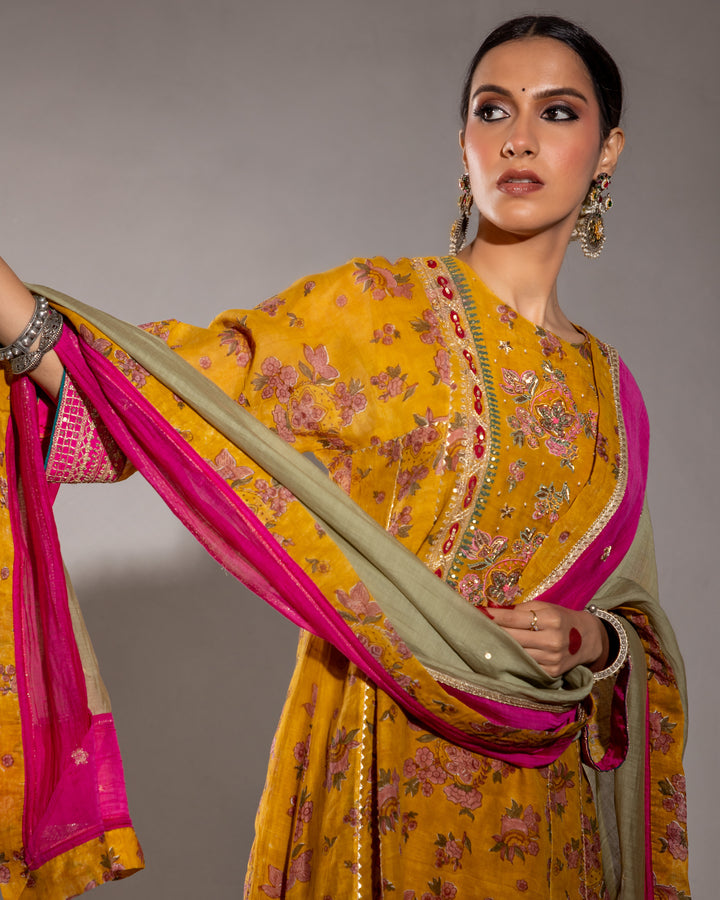 olive green chanderi mull dupatta