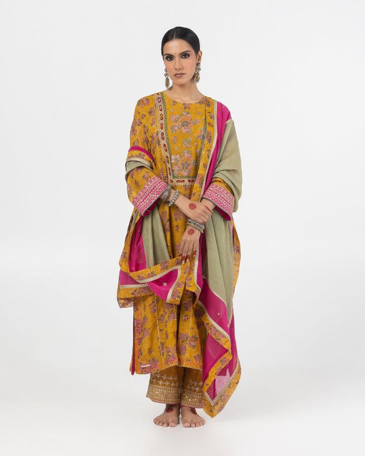 olive green chanderi mull dupatta