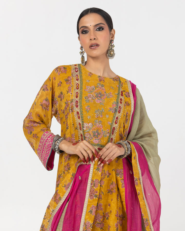 olive green chanderi mull dupatta
